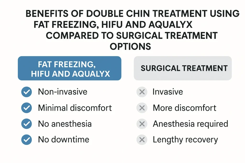 Graphic about the benefits of double chin treatment King's Lynn - from LA LIPO